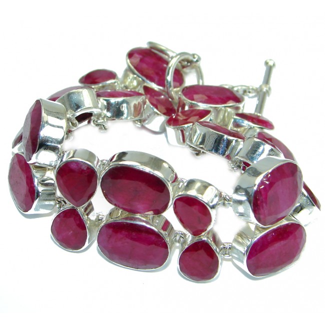 Special Item Natural Red Ruby 925 Sterling Silver handmade Bracelet