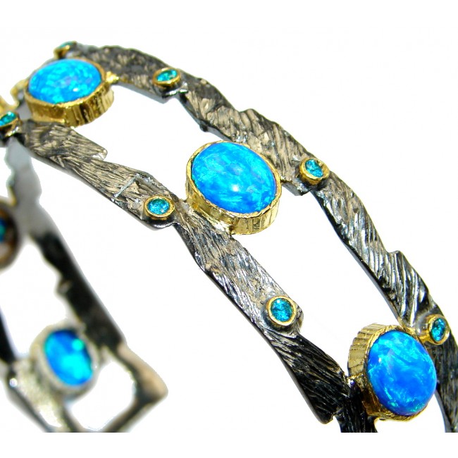 Sublime Japanese Fire Opal Gold Rhodium plated over Sterling Silver Bracelet / Cuff
