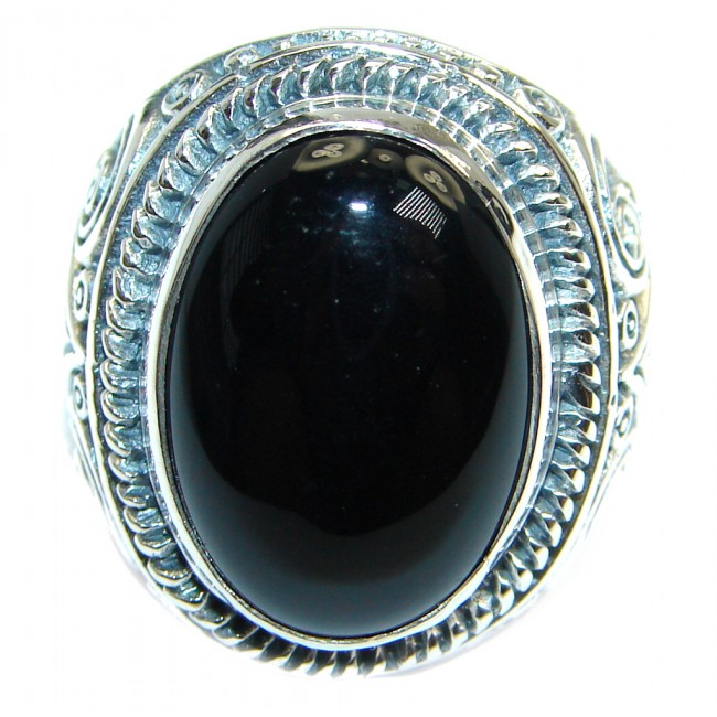 Tradition Black Onyx Sterling Silver handmade ring size 6