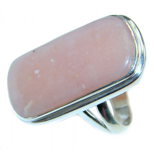 Great quality Pink Opal Sterling Silver handmade Ring size 7 adjustable