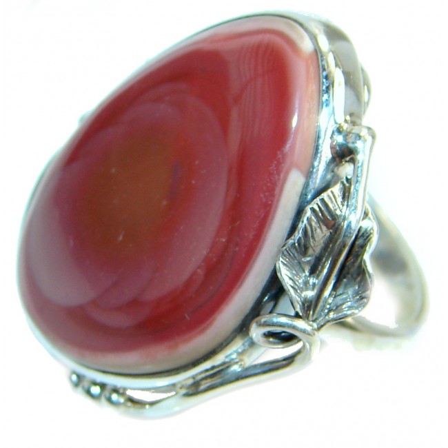 Charming Design Large authentic Imperial Jasper Sterling Silver ring size 7 adjustable