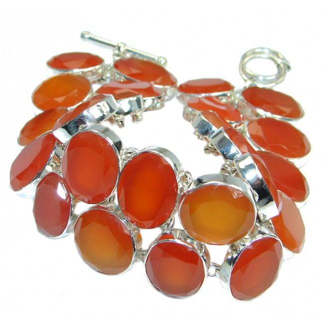 Large Sunset in Tuscon Authentic Carnelian Sterling Silver handmade Bracelet