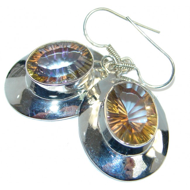 Huge Rainbow Magic Topaz Sterling Silver handmade earrings