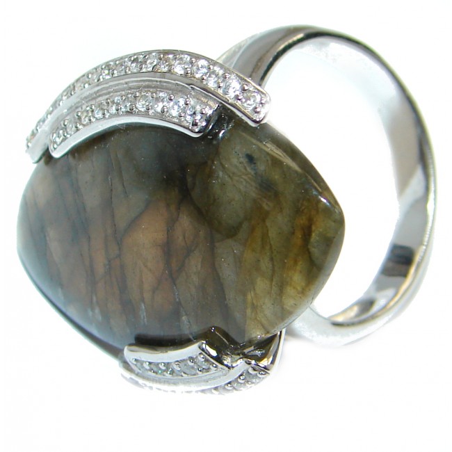 Big Fire Labradorite Sterling Silver handmade ring size 9