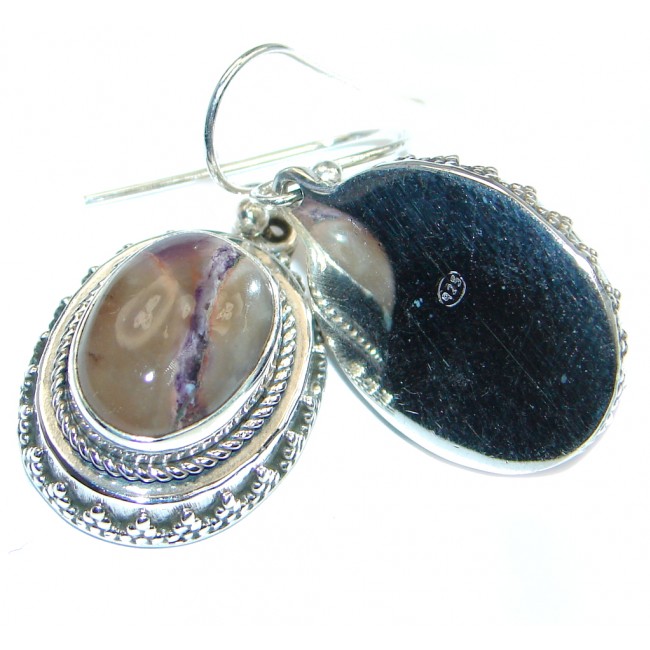 Amazing gnuine Purple Bertrandite Sterling Silver handmade earrings