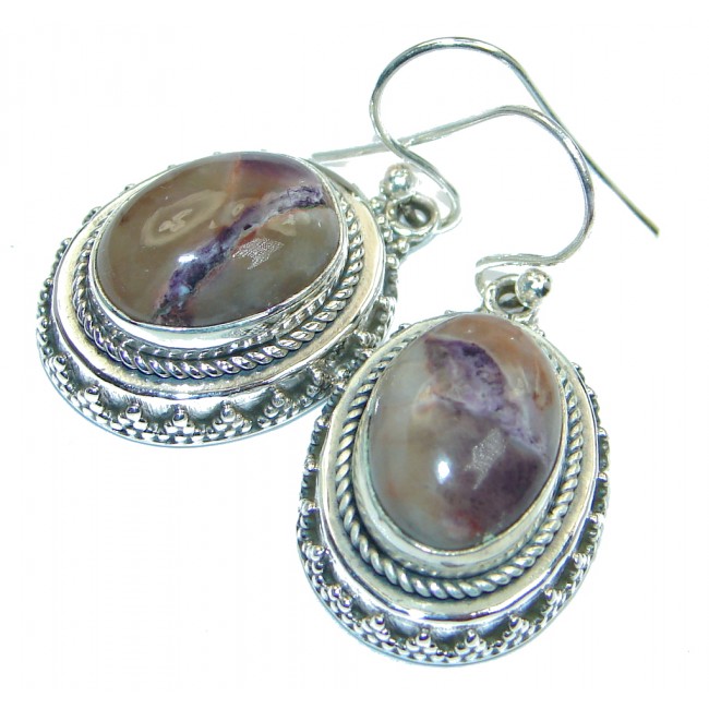 Amazing gnuine Purple Bertrandite Sterling Silver handmade earrings
