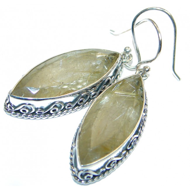 Perfect Golden Rutilated Quartz Sterling Silver handmade earrings