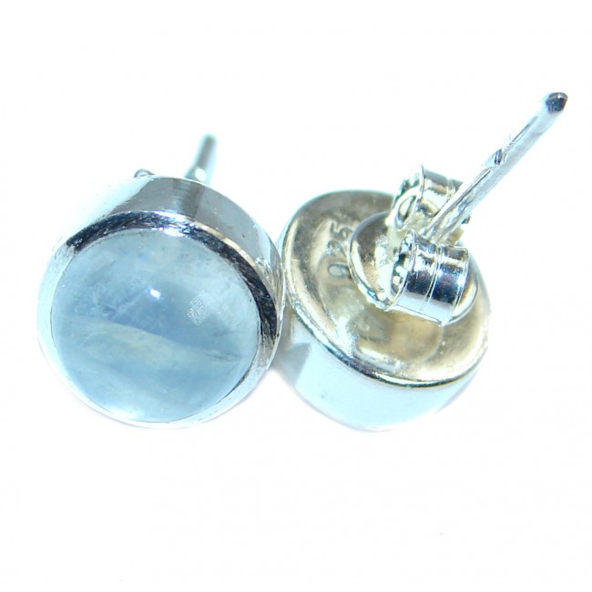 Sublime Design White Moonstone Oxidized Sterling Silver stud earrings