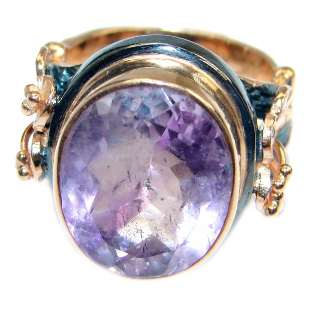 Vintage Style Amethyst Gold plated over Sterling Silver ring; s. 7