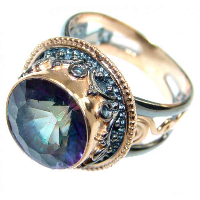 Bold Exotic Blue Rainbow Magic Topaz Sterling Silver handmade Ring s. 9