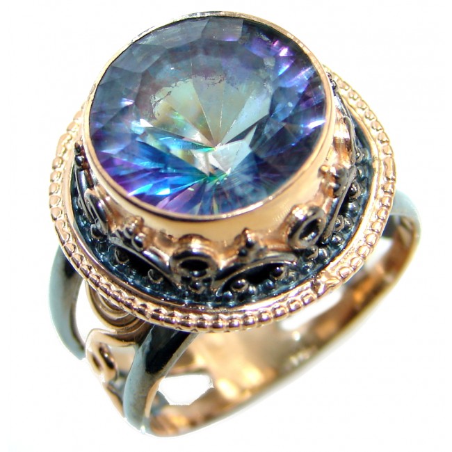 Bold Exotic Blue Rainbow Magic Topaz Sterling Silver handmade Ring s. 9