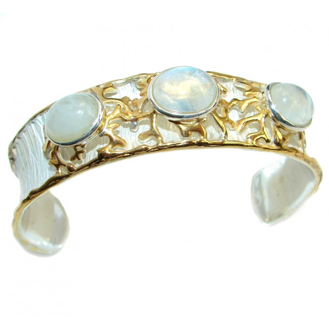 Luxury Design Real Treasure Fire Moonstone Gold plated over Sterling Silver handmade in Italy Bracelet