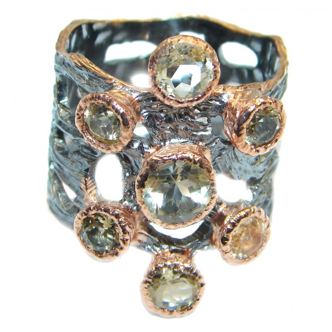 Seven Islands Citrine Gold plated over Sterling Silver Cocktail Ring size 8