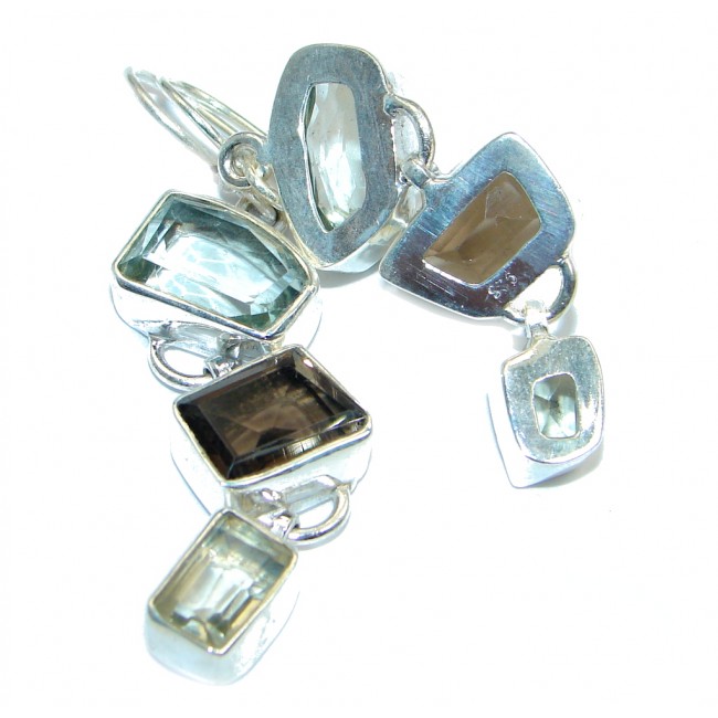 Three Friends Genuine Multigem Sterling Silver handmade earrings