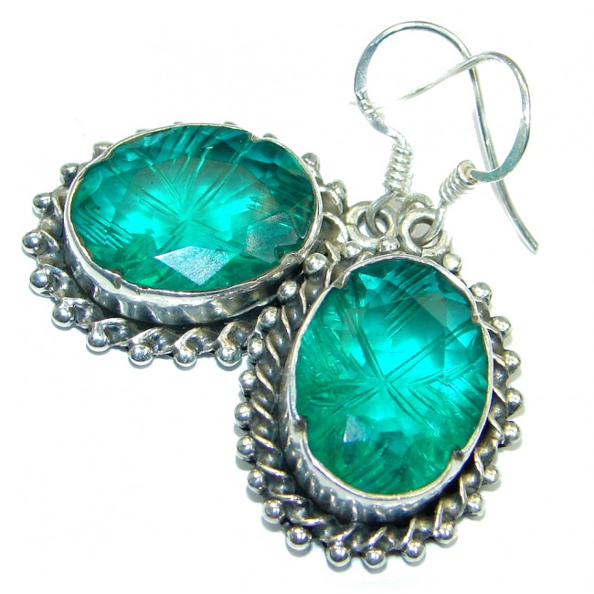 Perfect Green Quartz Sterling Silver handmade earrings