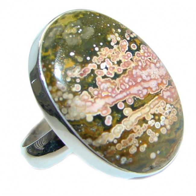 Ocean Jasper Sterling Silver handmade Ring s. 7 adjustable