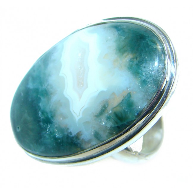 Genuine Ocean Jasper Sterling Silver handmade Ring s. 7 adjustable