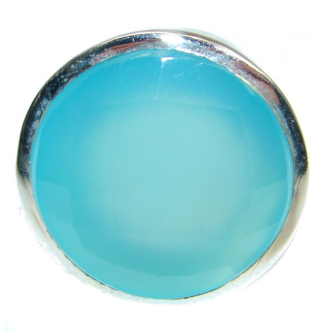 Blue Chalcedony Agate Sterling Silver Ring s. 9
