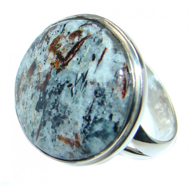 Natural Astrophyllite Sterling Silver handmade Ring size 7 adjustable