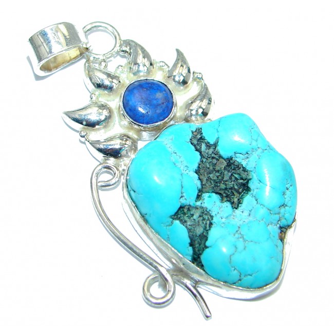 Authentic Beauty Turquoise Sterling Silver handmade Pendant