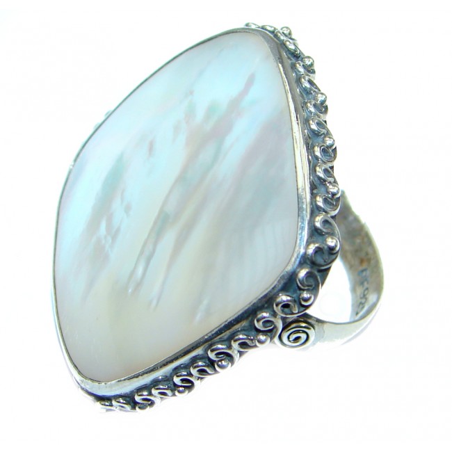 Luxury Big Blister Pearl Sterling Silver handmade Ring s. 6