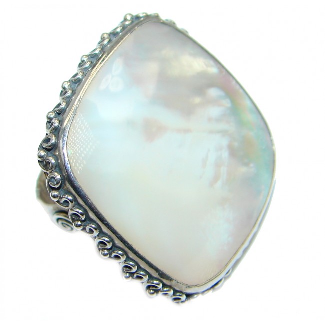 Luxury Big Blister Pearl Sterling Silver handmade Ring s. 6