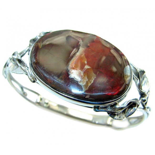 Beautiful New Design Red Ammolite Sterling Silver handmade Bracelet / Cuff