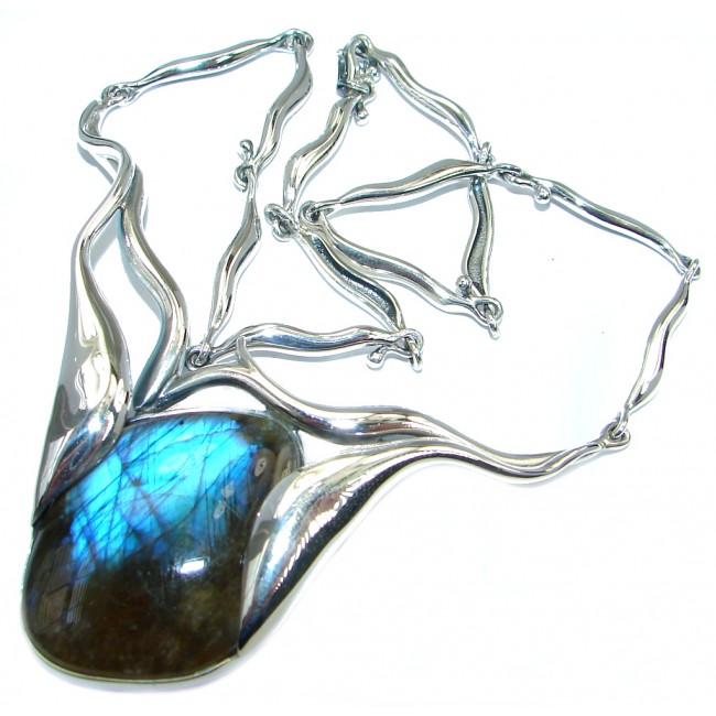 Sublime Fire Labradorite Sterling Silver handmade necklace
