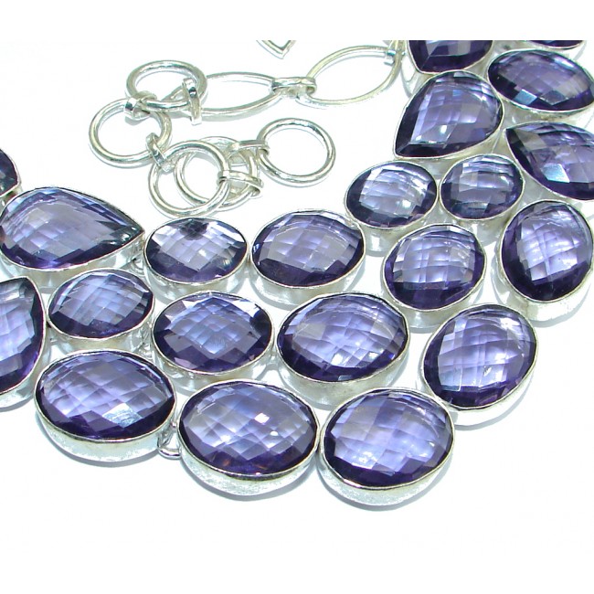 Chunky Cascade of Lights created Alexandrite Sterling Silver entirely handcrafted necklace