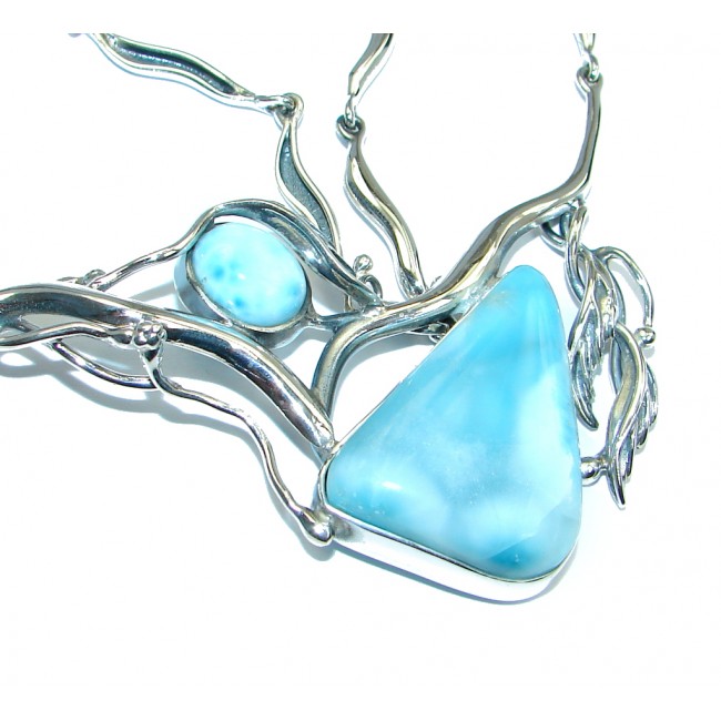 One of the kind Nature inspired Sublime Larimar Sterling Silver handmade necklace