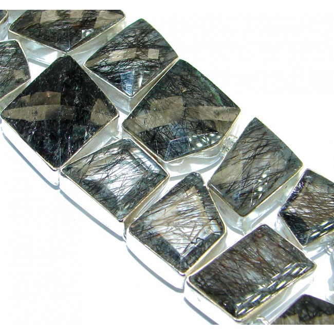 Get Glowing Tourmalinated Quartz Sterling Silver handcrafted Bracelet