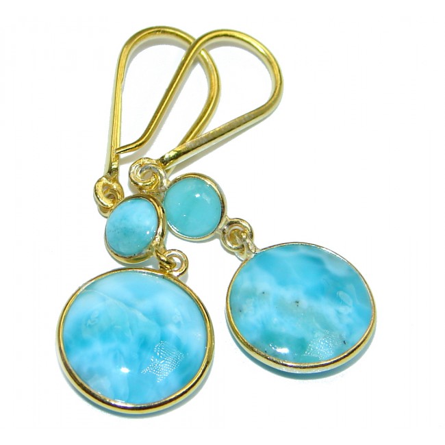 Sublime Blue Larimar Gold Plated Sterling Silver handmade earrings
