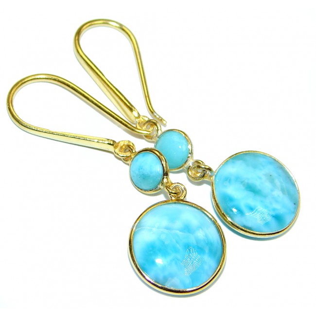 Sublime Blue Larimar Gold Plated Sterling Silver handmade earrings