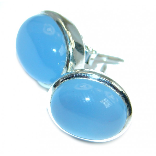 Simple Design excellent quality Chalcedony Agate Sterling Silver earrings