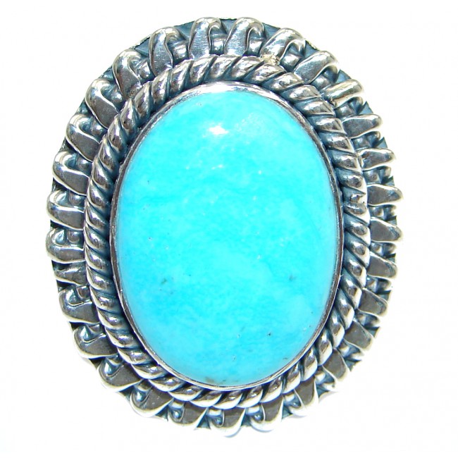 Genuine Sleeping Beauty Turquoise Sterling Silver handmade ring size 9 adjustable
