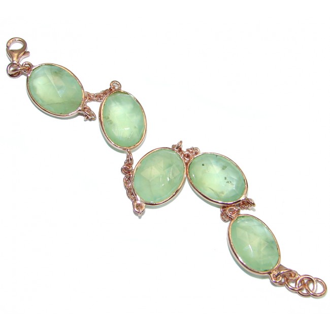 Green Ivy Moss Prehnite Gold plated over Sterling Silver handcrafted Bracelet