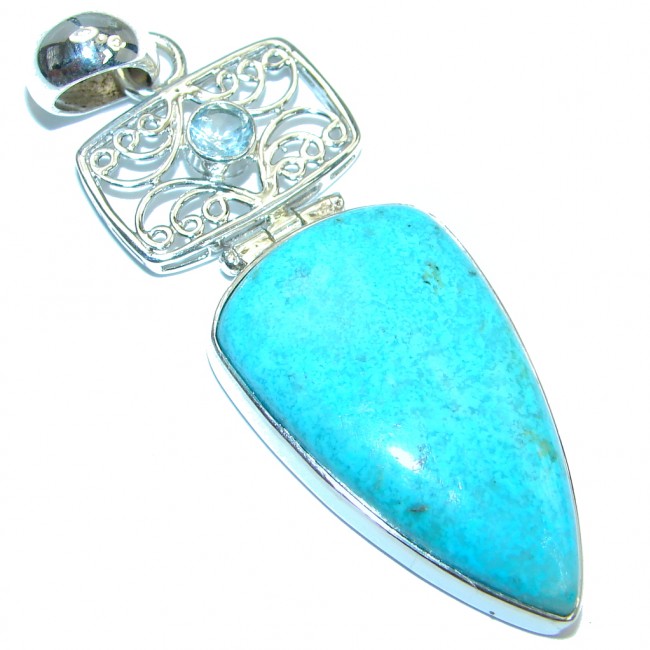 Genuine great quality Sleeping Beauty Blue Turquoise Sterling Silver handmade Pendant