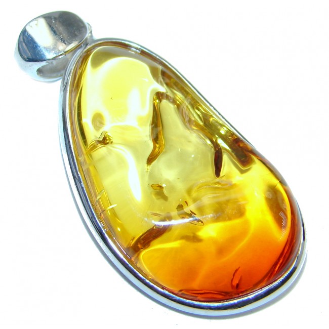 Golden Tears Genuine Baltic Polish Amber Sterling Silver handcrafted pendant