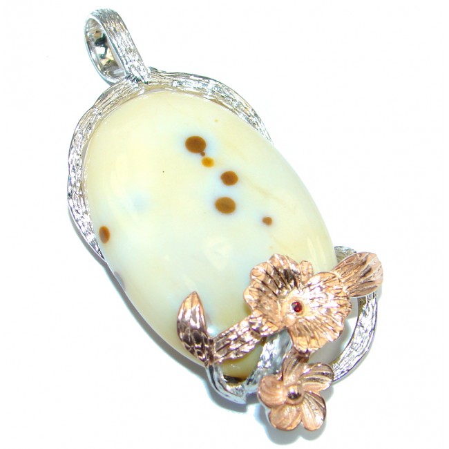 Just Perfect Gift AAA Polka Dot Agate Gold plated over Sterling Silver handmade Pendant