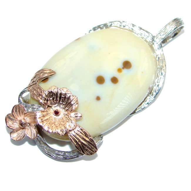 Just Perfect Gift AAA Polka Dot Agate Gold plated over Sterling Silver handmade Pendant