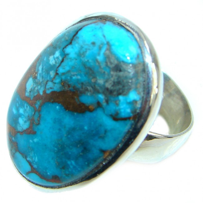 Simple Design copper Turquoise Sterling Silver handmade ring size 8