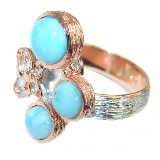 Blue Larimar Gold Rhodium plated over Sterling Silver Ring s. 7 adjustable