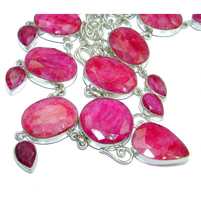 Jumbo Kashmire Treasure natural Ruby Sterling Silver handmade necklace