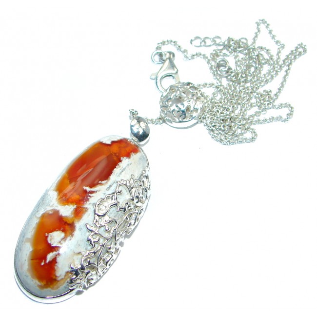 Large Master Piece genuine Mexican Opal Sterling Silver brilliantly handcrafted necklace