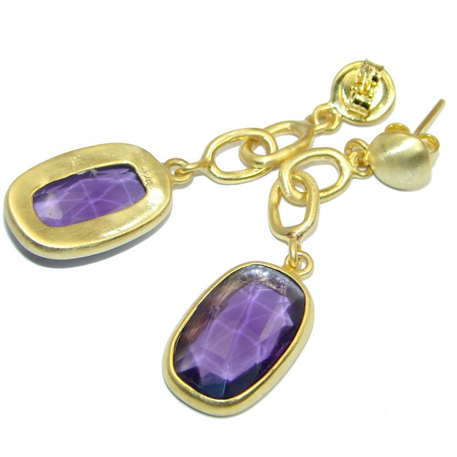 Perfect Natural Amethyst Gold plated over Sterling Silver handmade earrings