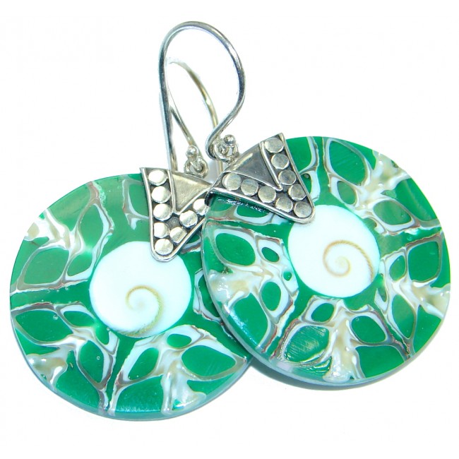 Simple GreenShell Sterling Silver handmade earrings