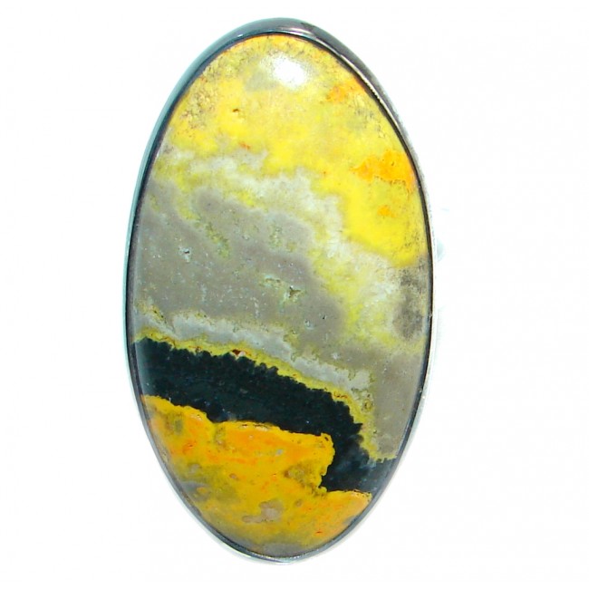 Vivid Beauty Yellow Bumble Bee Jasper Sterling Silver ring s. 10