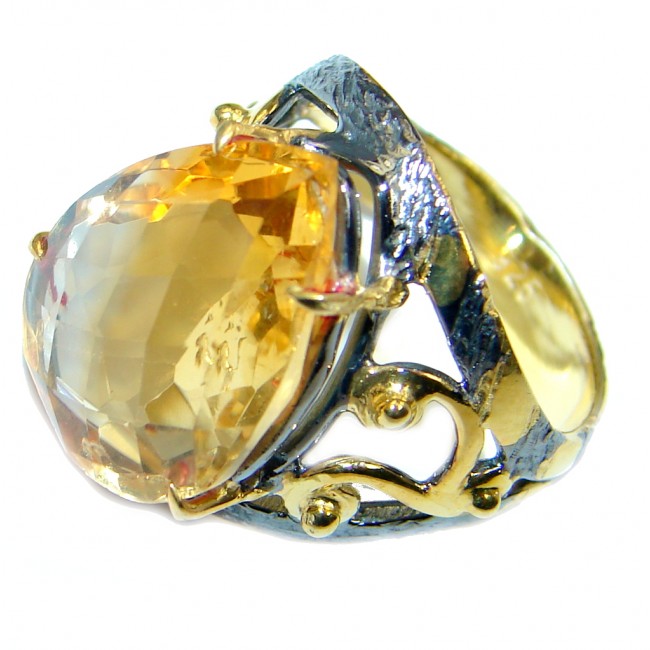 Genuine Citrine Gold plated over Sterling Silver Cocktail Ring size 5 3/4