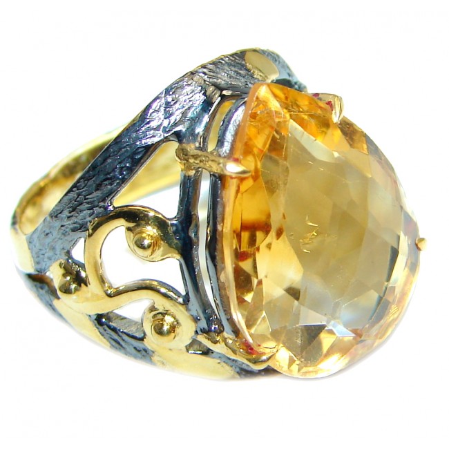 Genuine Citrine Gold plated over Sterling Silver Cocktail Ring size 5 3/4