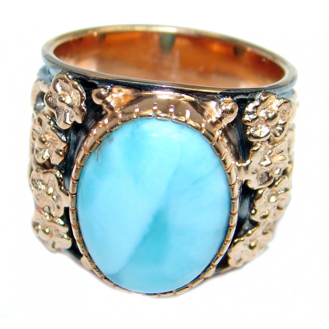 Blue Larimar Gold Rhodium plated over Sterling Silver Ring s. 8